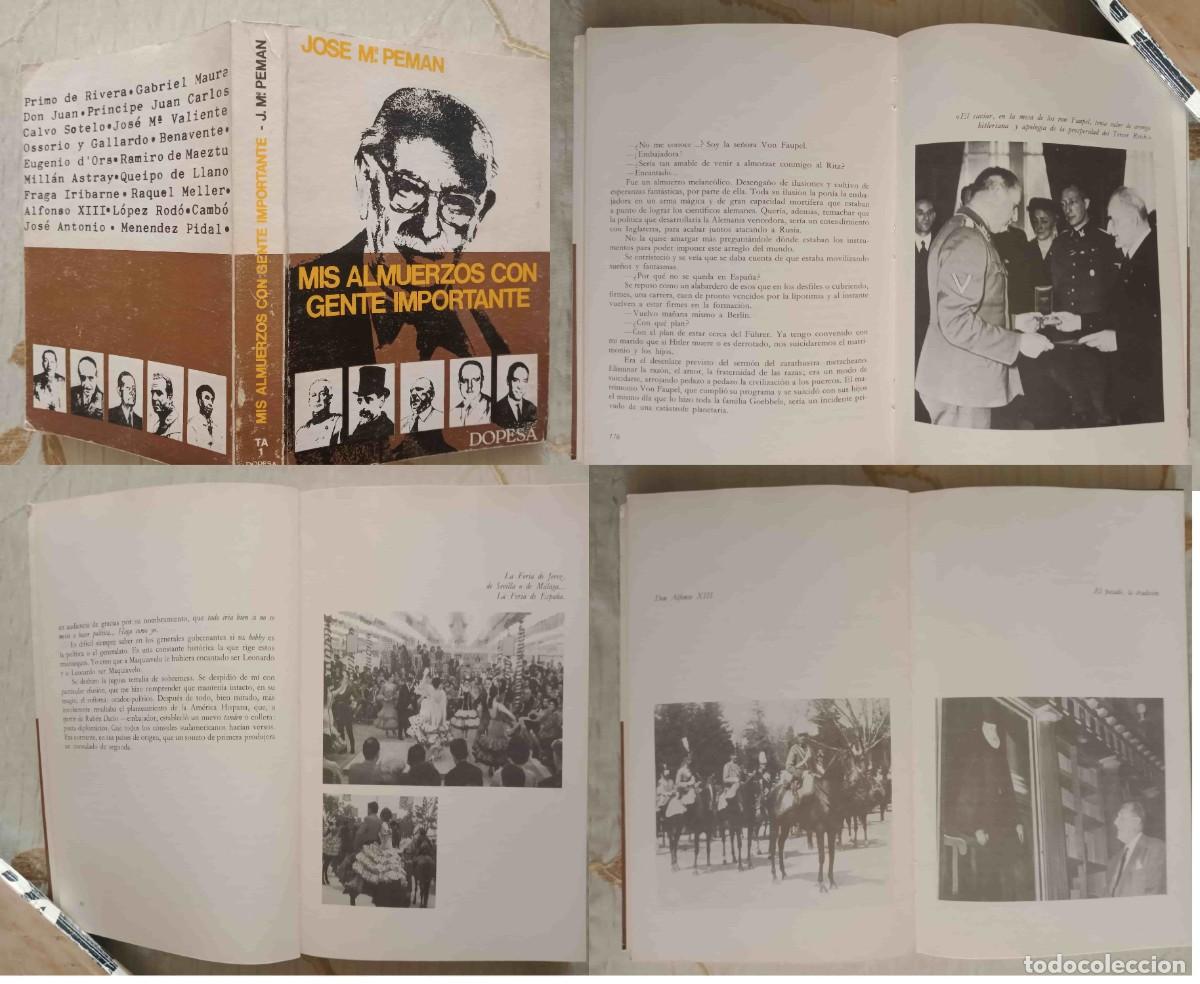 Libri di seconda mano: MIS ALMUERZOS CON GENTE IMPORTANTE - Jos&eacute; Mar&iacute;a Peman. Libro publicado en 1974