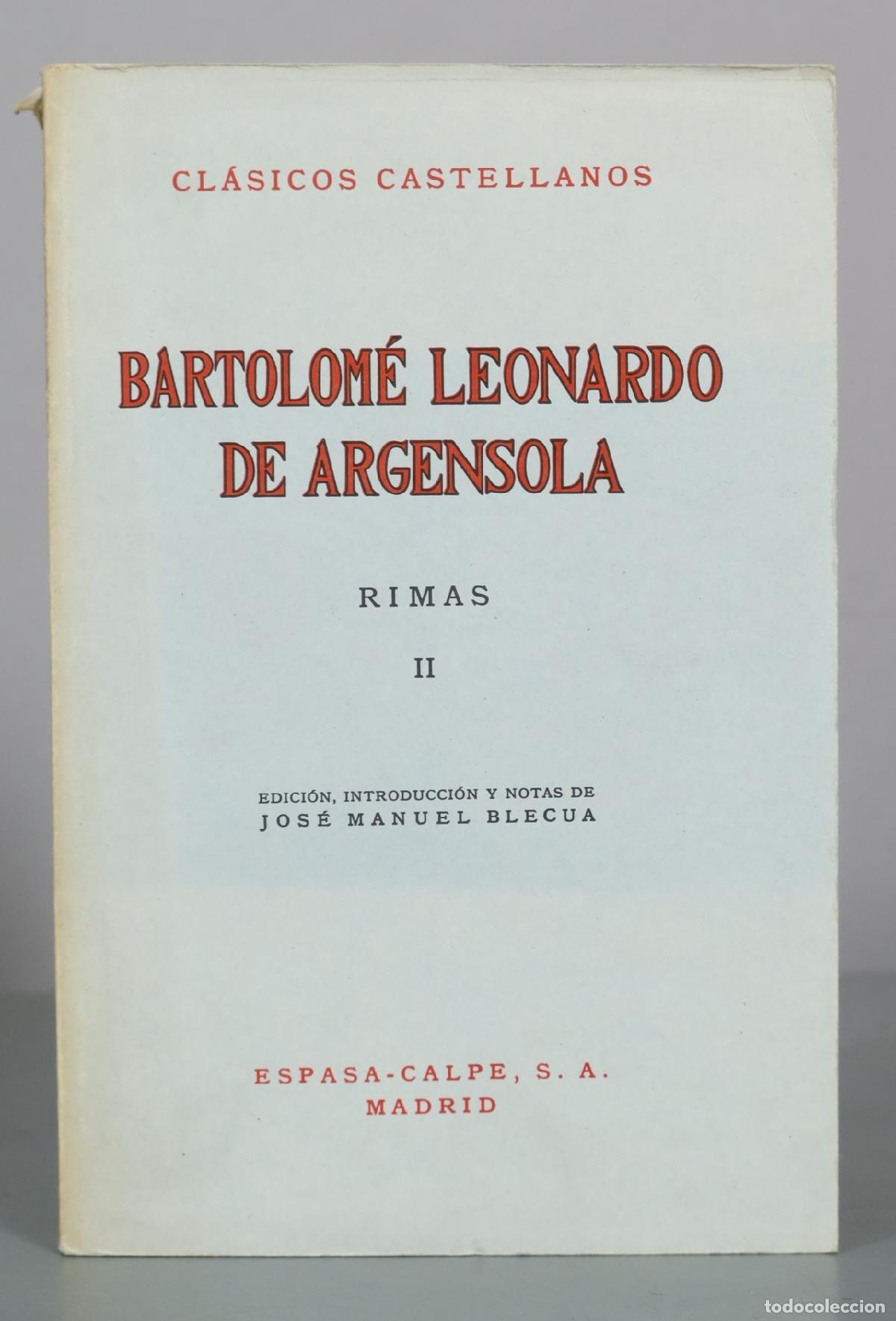 Gebrauchte B&uuml;cher: Rimas II - Bartolom&eacute; Leonardo de Argensola - Espasa-Calpe