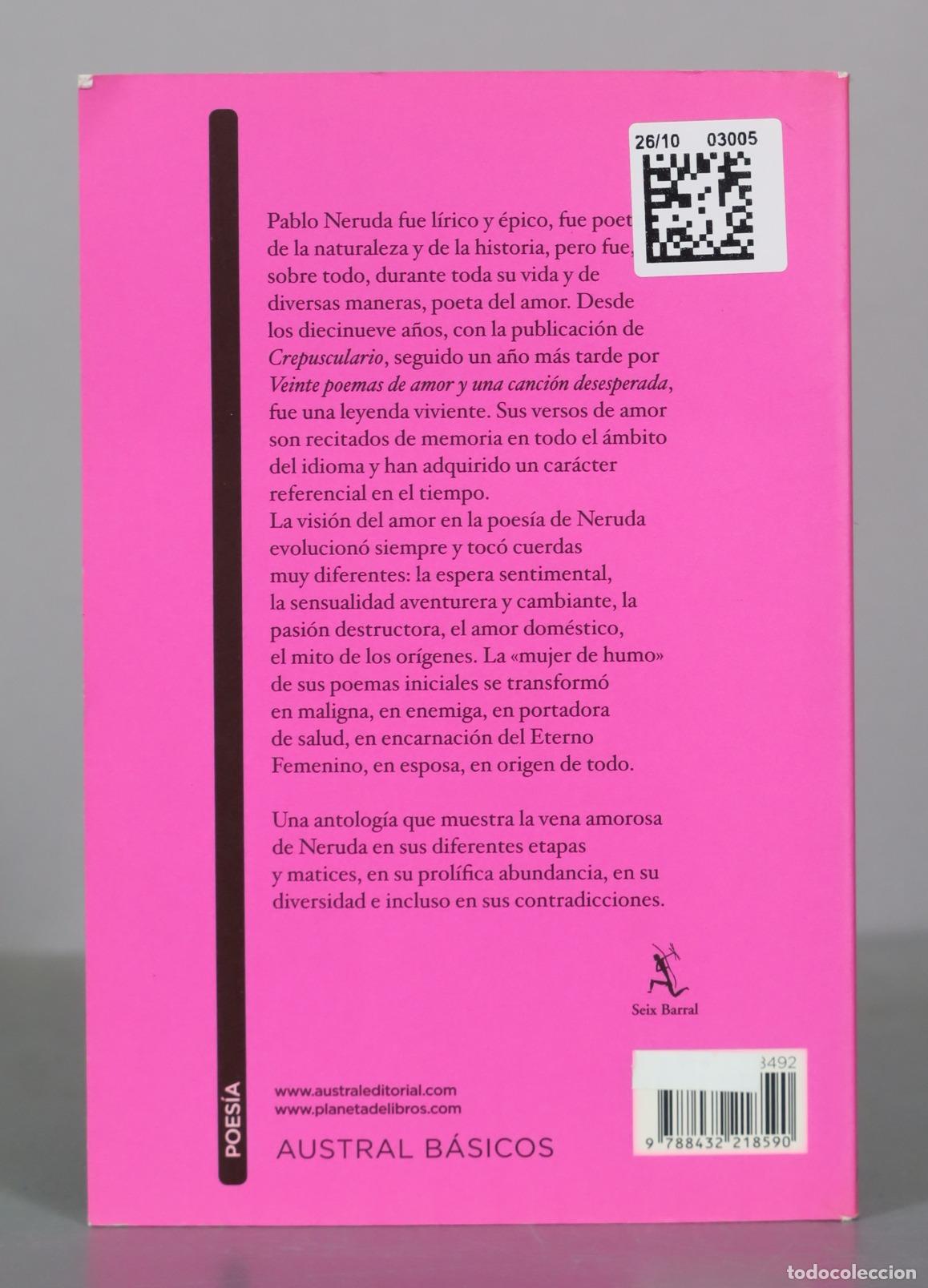 Libros de segunda mano: Poemas de amor - Pablo Neruda - Austral - Foto 2