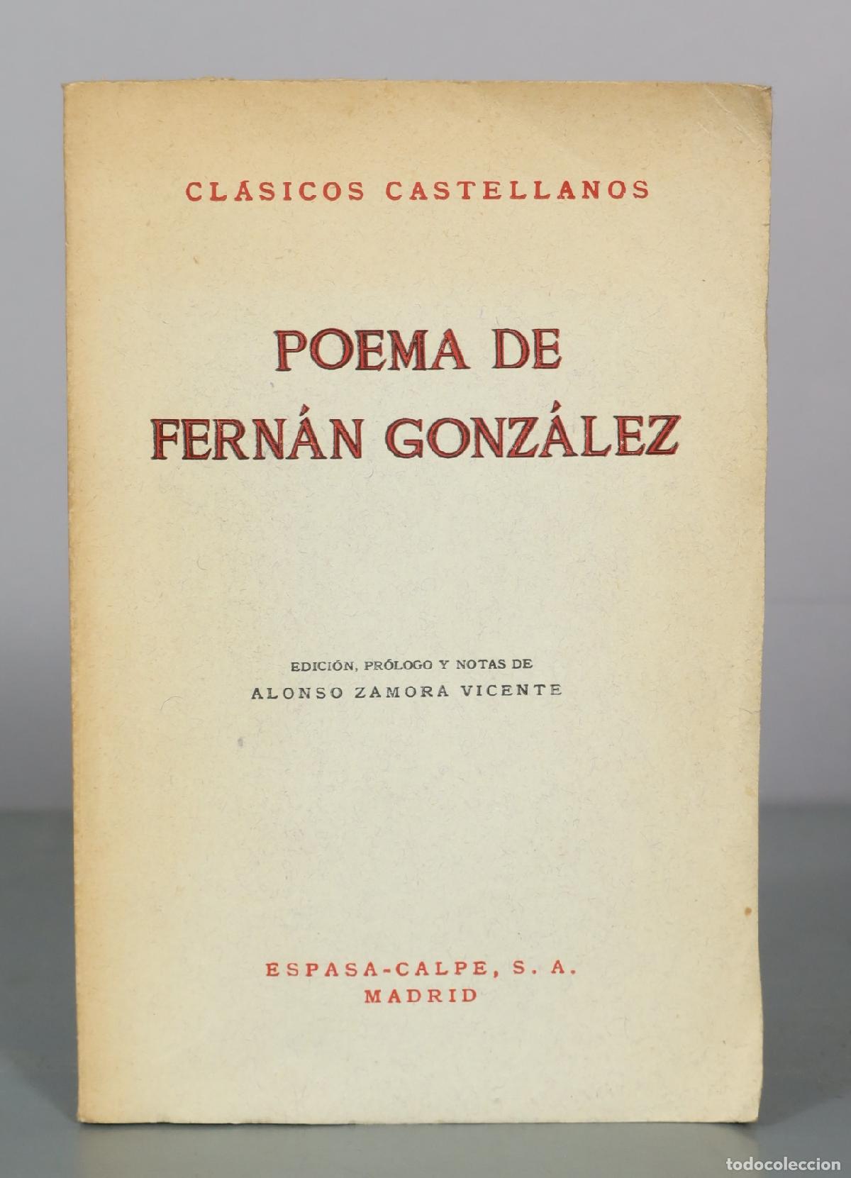 Libri di seconda mano: Poema de Fern&aacute;n Gonz&aacute;lez - Alonso Zamora Vicente - Espasa-Calpe