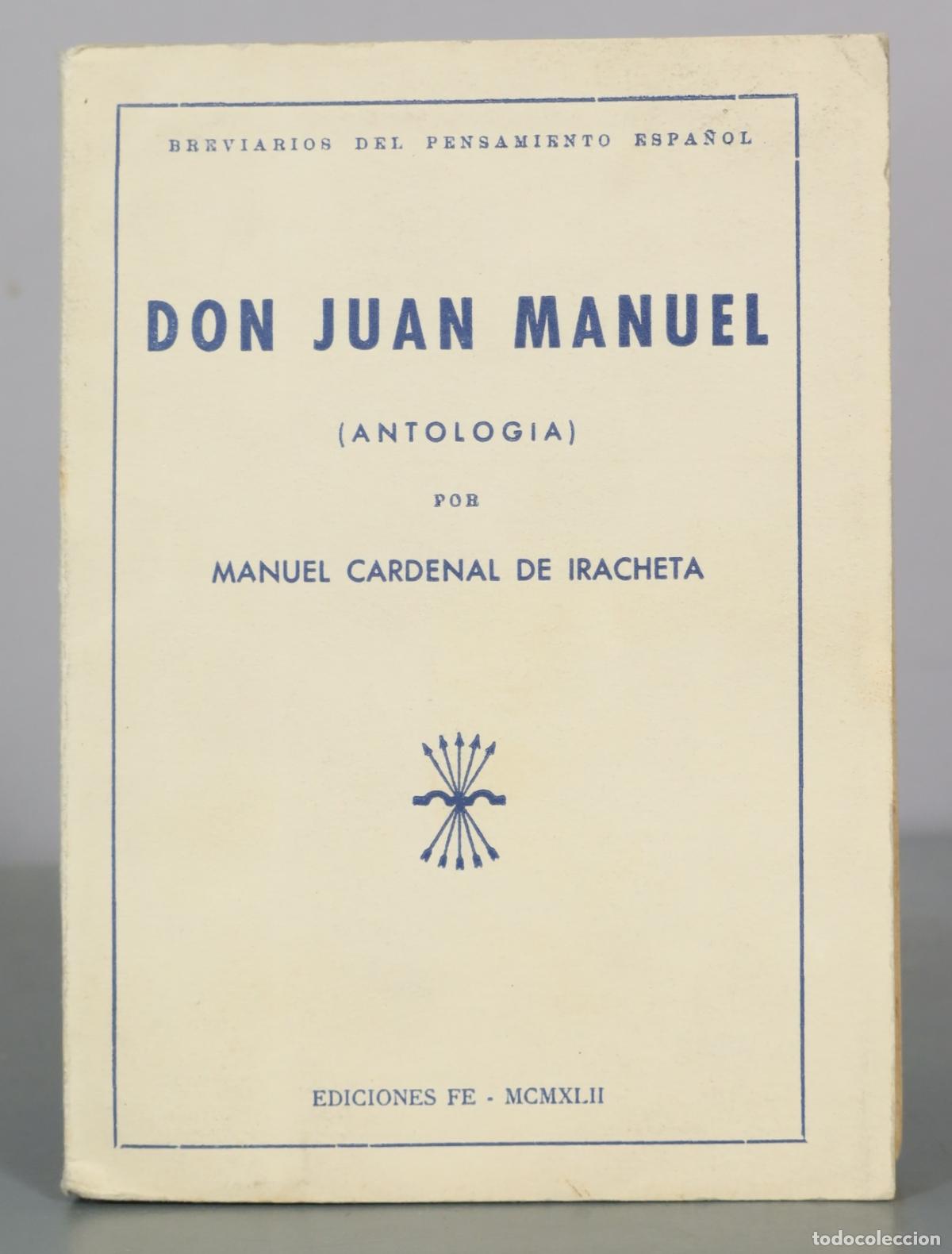 Libros de segunda mano: Don Juan Manuel (Antologia) - Manuel Cardenal Iracheta - Ediciones Fe