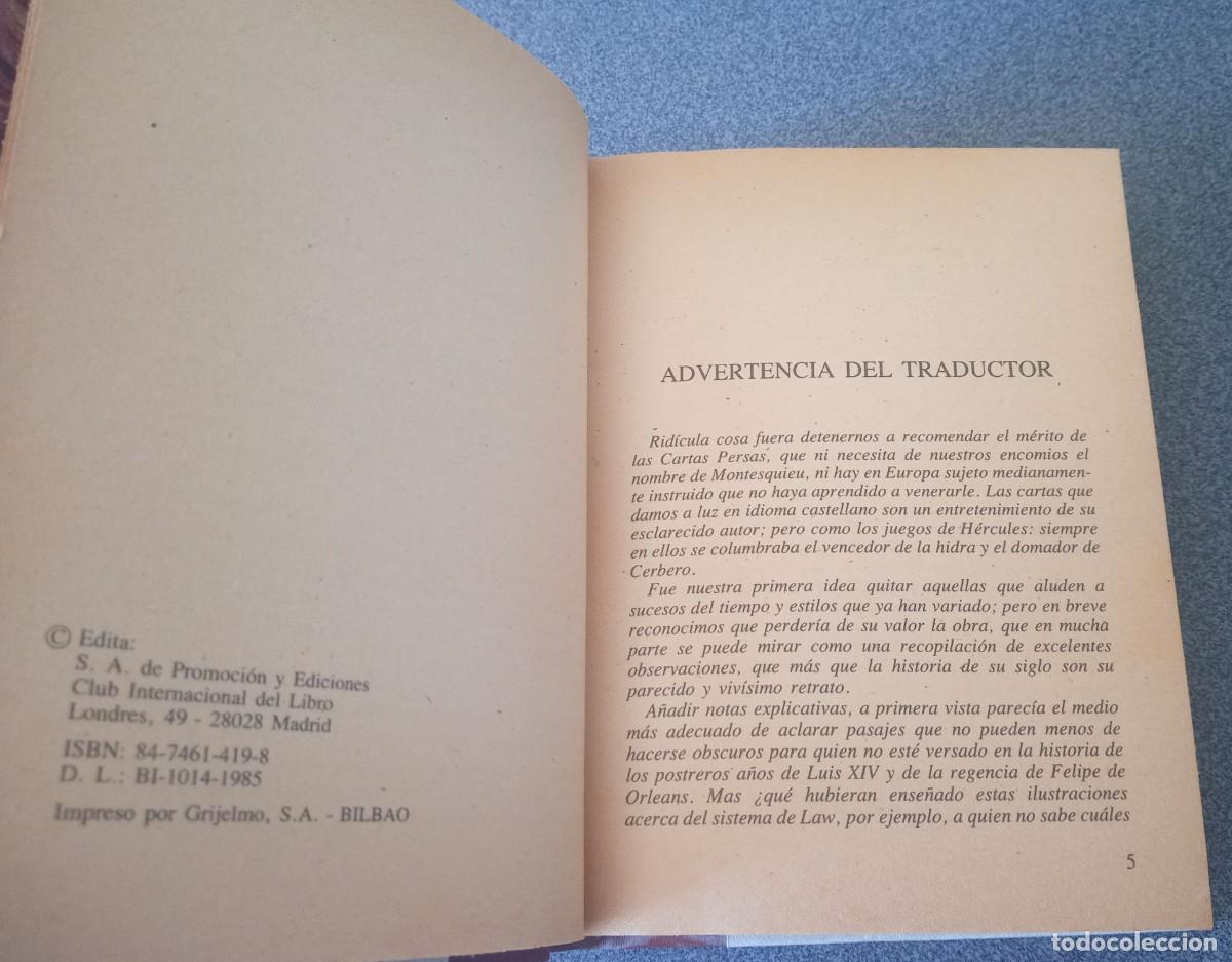 Libros de segunda mano: Cartas Persas Charles Secondat - Foto 4