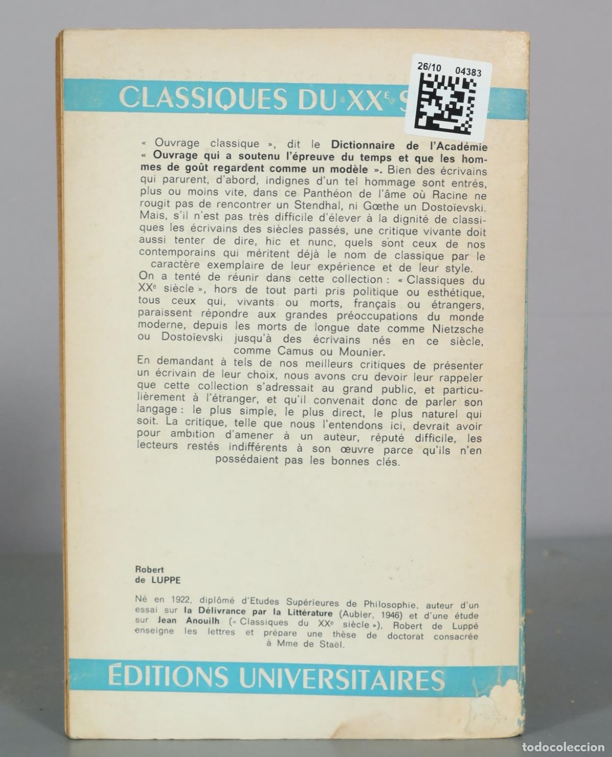 Libros de segunda mano: Camus - Robert de Lupp&eacute; - &Eacute;ditions Universitaires - Foto 2
