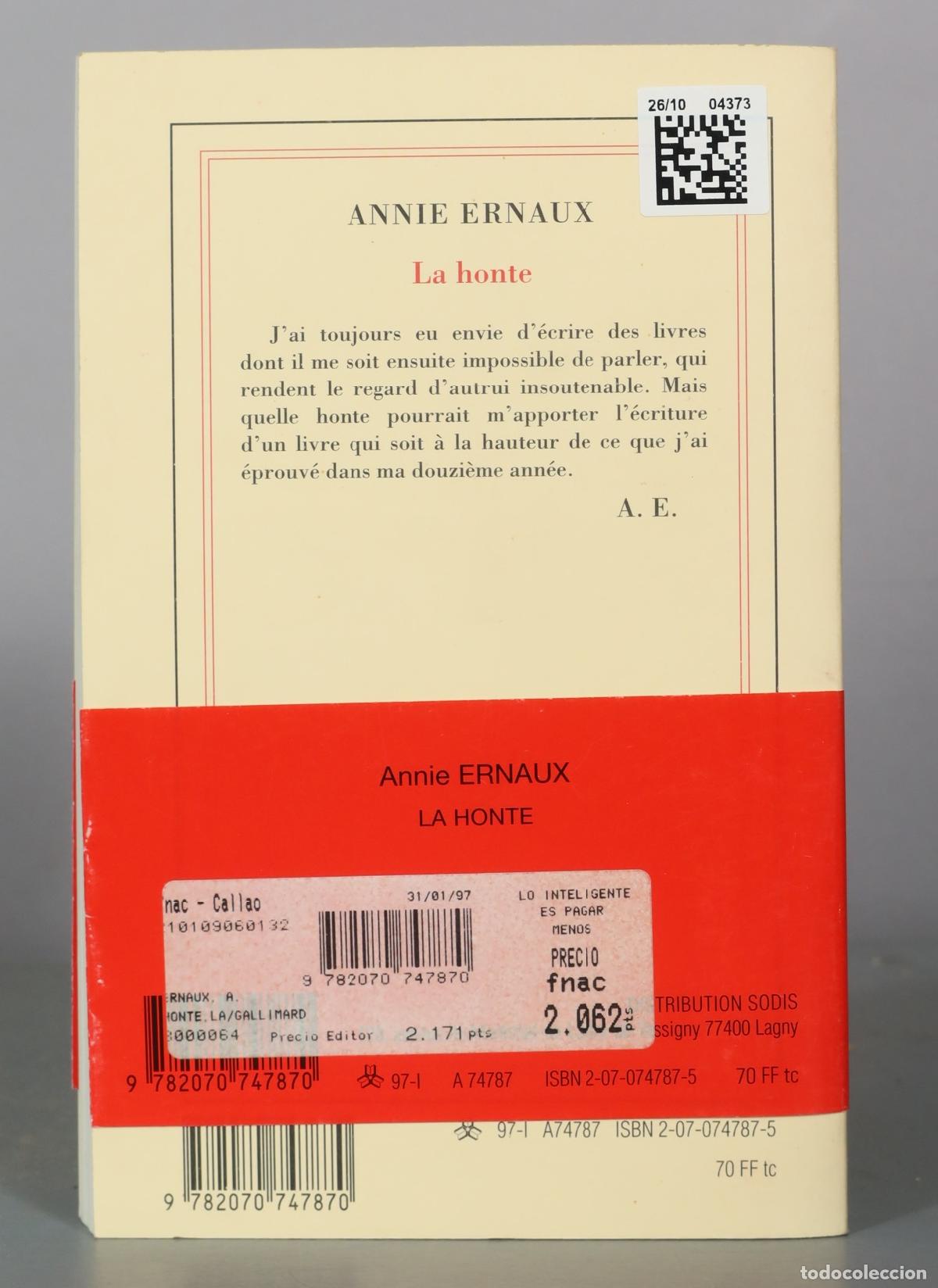 Libros de segunda mano: La honte - Annie Ernaux - Gallimard - Foto 2