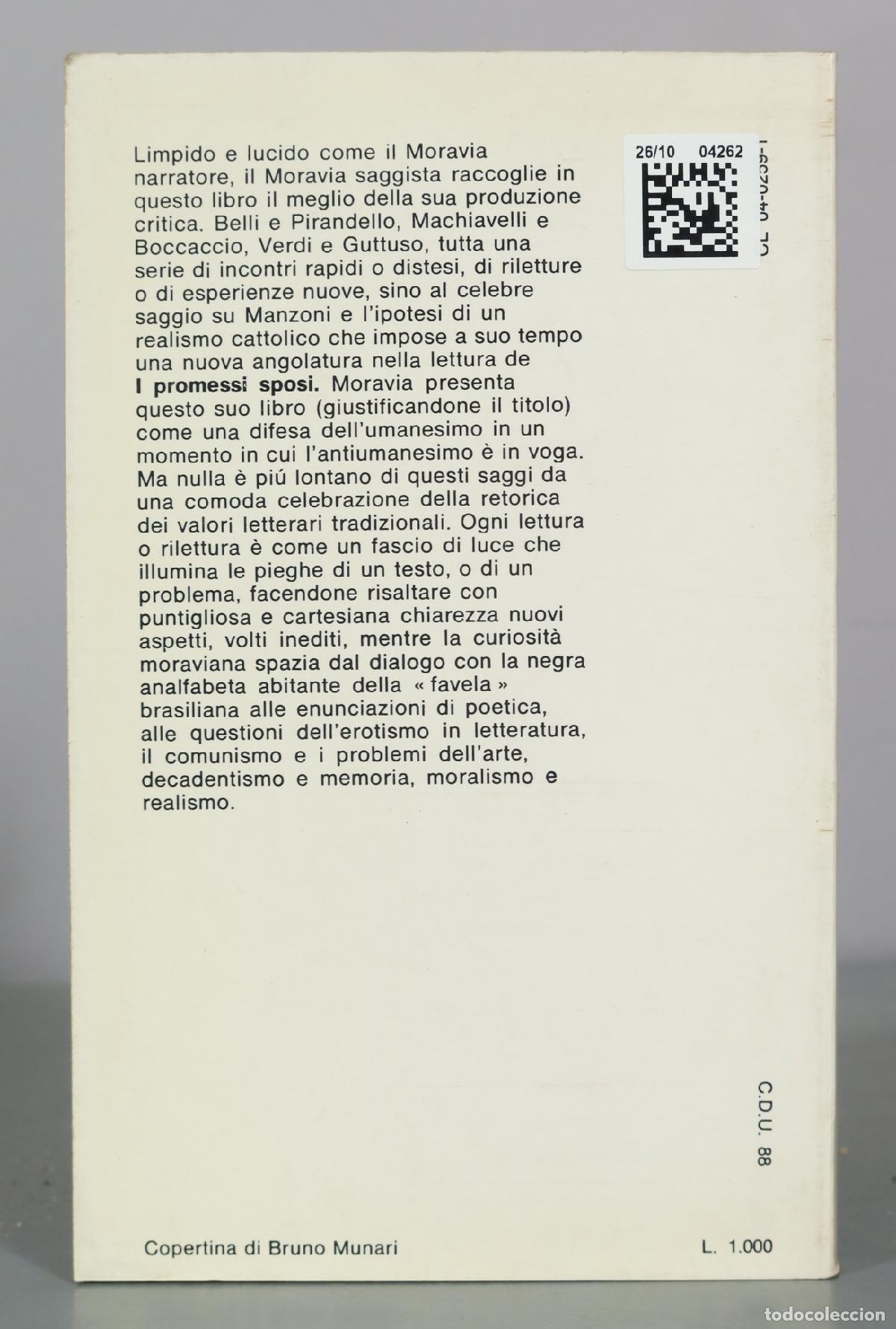 Libros de segunda mano: Luomo come fine - Alberto Moravia - Bompiani - Foto 2