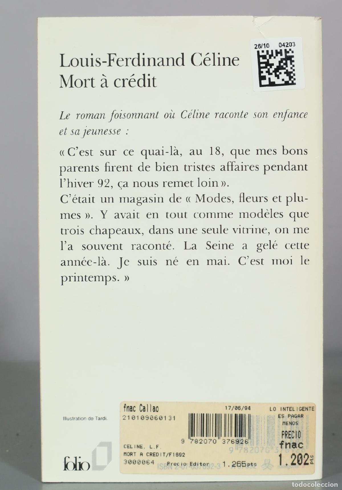 Libros de segunda mano: Mort &agrave; cr&eacute;dit - Louis-Ferdinand C&eacute;line - Folio - Foto 2