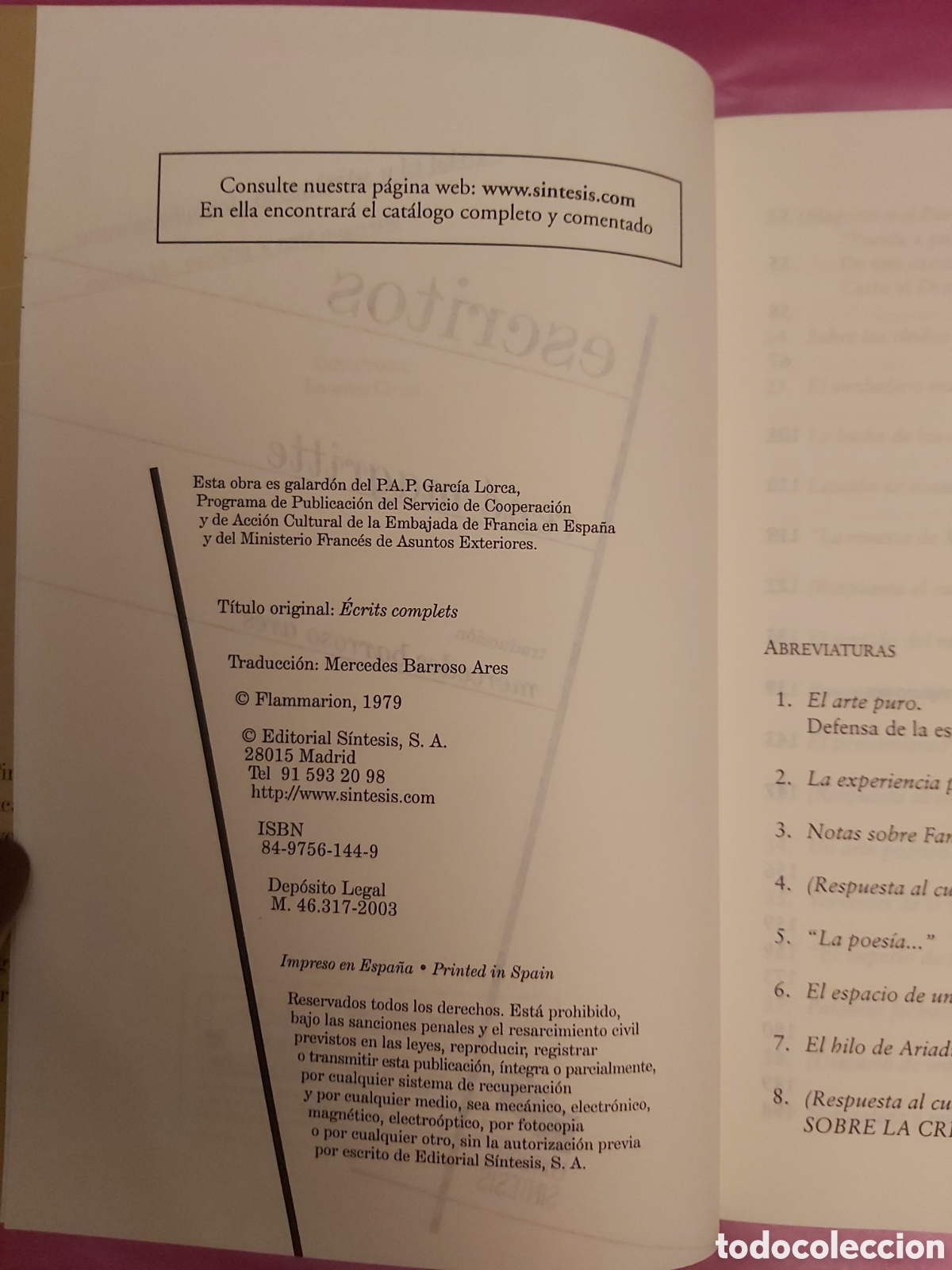 Libros de segunda mano: ESCRITOS REN&Eacute; MAGRITTE EDITORIAL SINTESIS 2003 - Foto 4