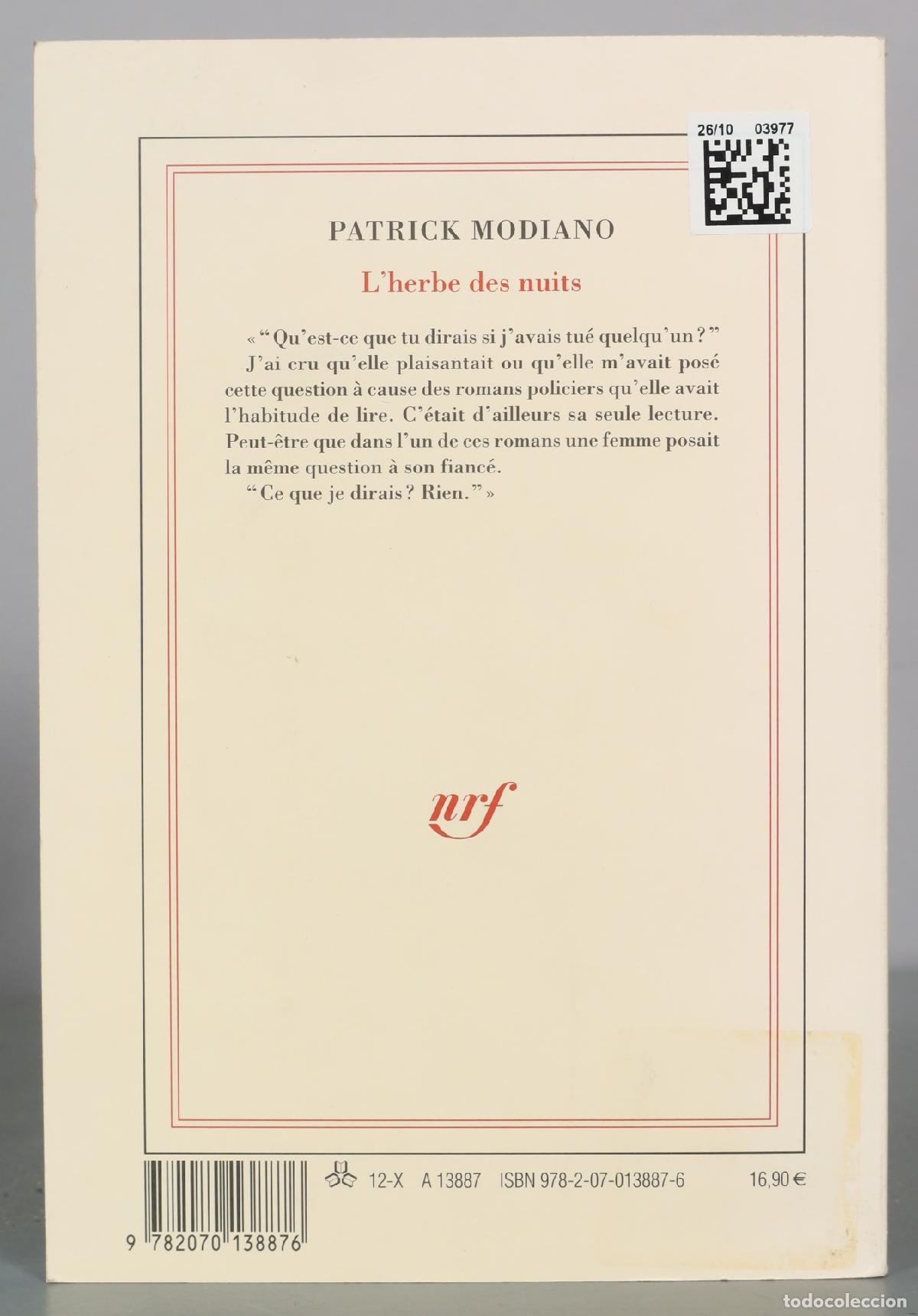 Libros de segunda mano: LHerbe des nuits - Patrick Modiano - Gallimard - Foto 2