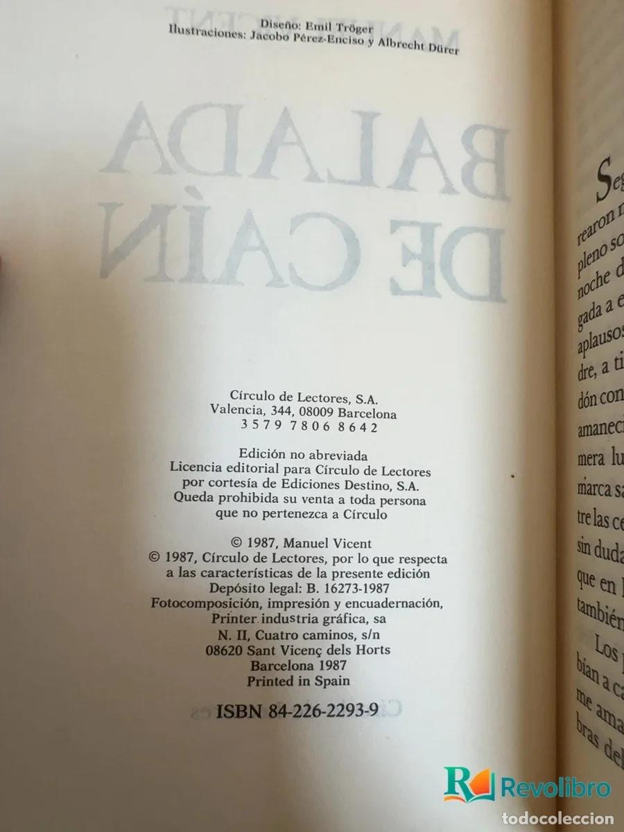 Libros de segunda mano: Balada de Ca&iacute;n - 1&ordf; edici&oacute;n - Manuel Vicent - Foto 3