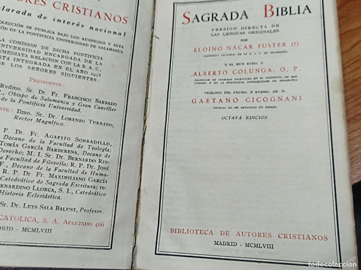 Libros de segunda mano: 1958. Sagrada Biblia - Elo&iacute;no N&aacute;car Fuster, Alberto Colunga - Biblioteca de Autores Cristianos