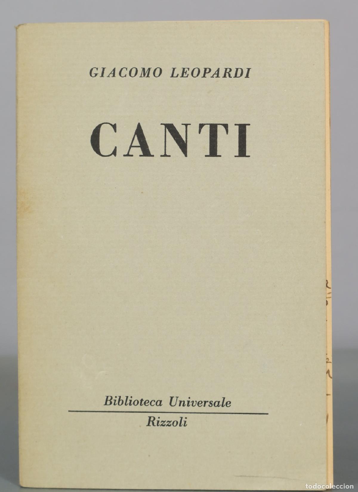 Libros de segunda mano: Canti - Giacomo Leopardi - Biblioteca Universale Rizzoli