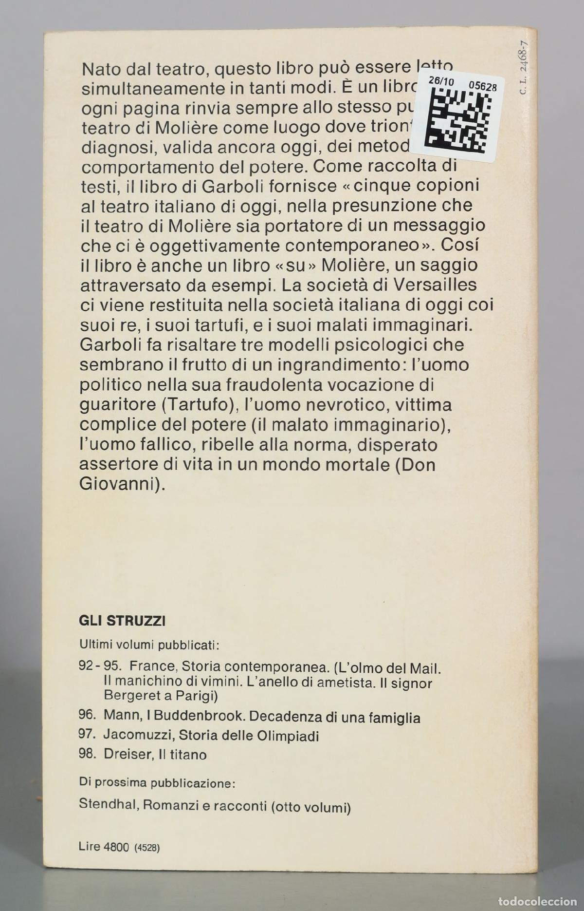 Libros de segunda mano: Moli&egrave;re - Cesare Garboli - Einaudi - Foto 2