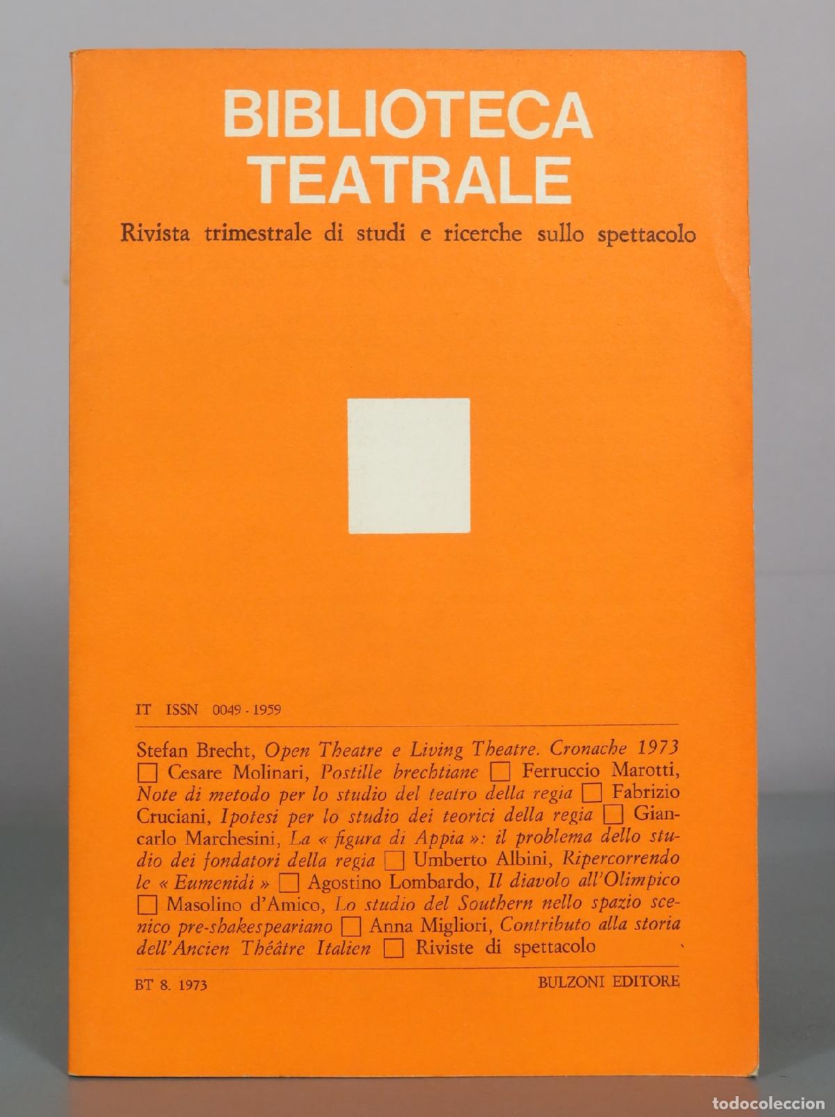 Libri di seconda mano: Biblioteca Teatrale - Rivista trimestrale di studi e ricerche sullo spettacolo - Bulzoni Editore 8 .