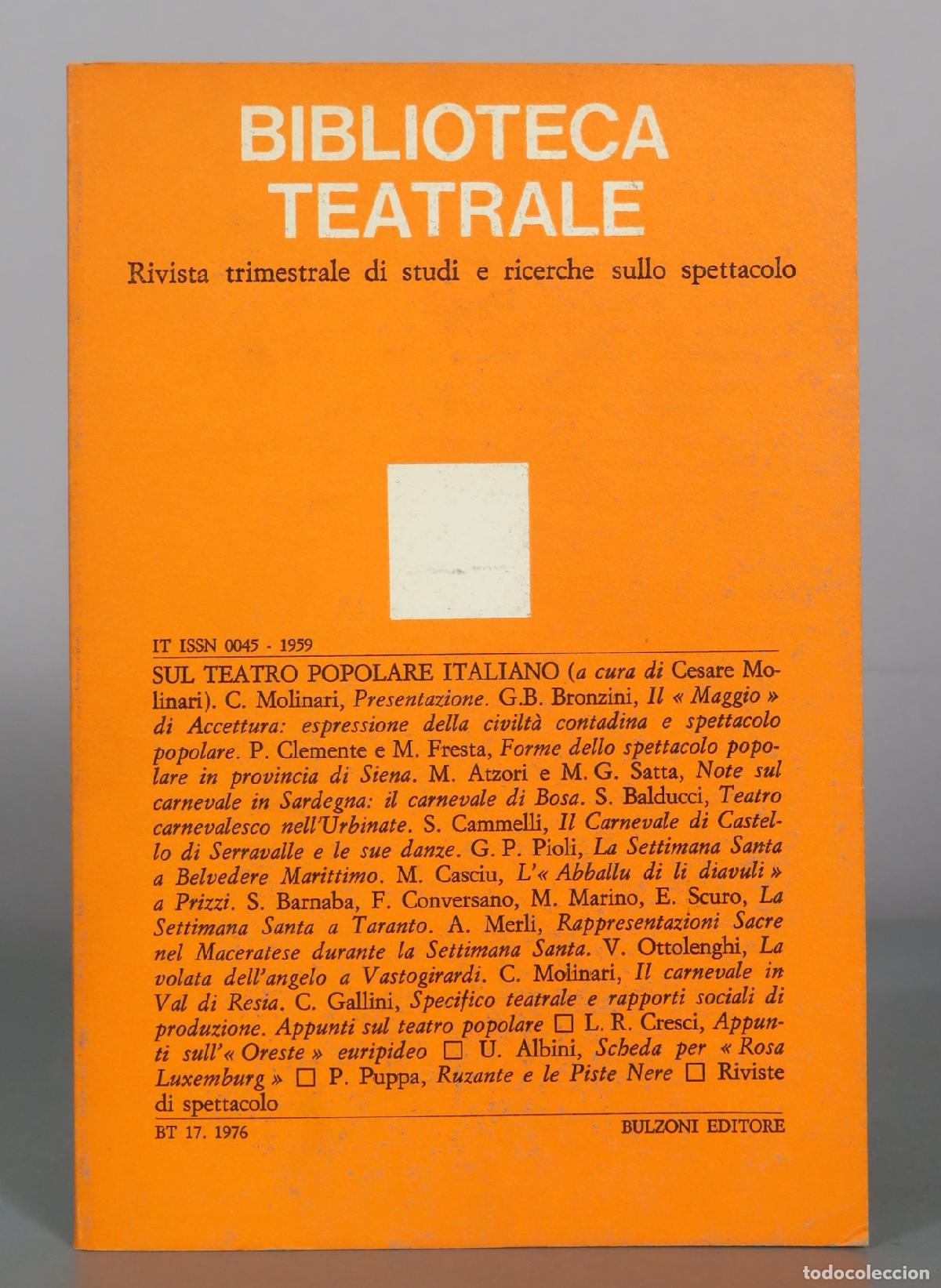 Libri di seconda mano: Biblioteca Teatrale - Rivista trimestrale di studi e ricerche sullo spettacolo - Sul teatro popolare