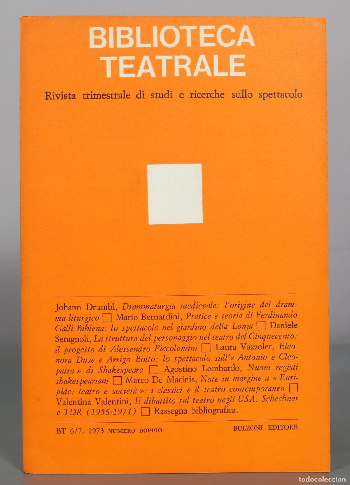 Libri di seconda mano: Biblioteca Teatrale - Rivista trimestrale di studi e ricerche sullo spettacolo - Bulzoni Editore 6/7
