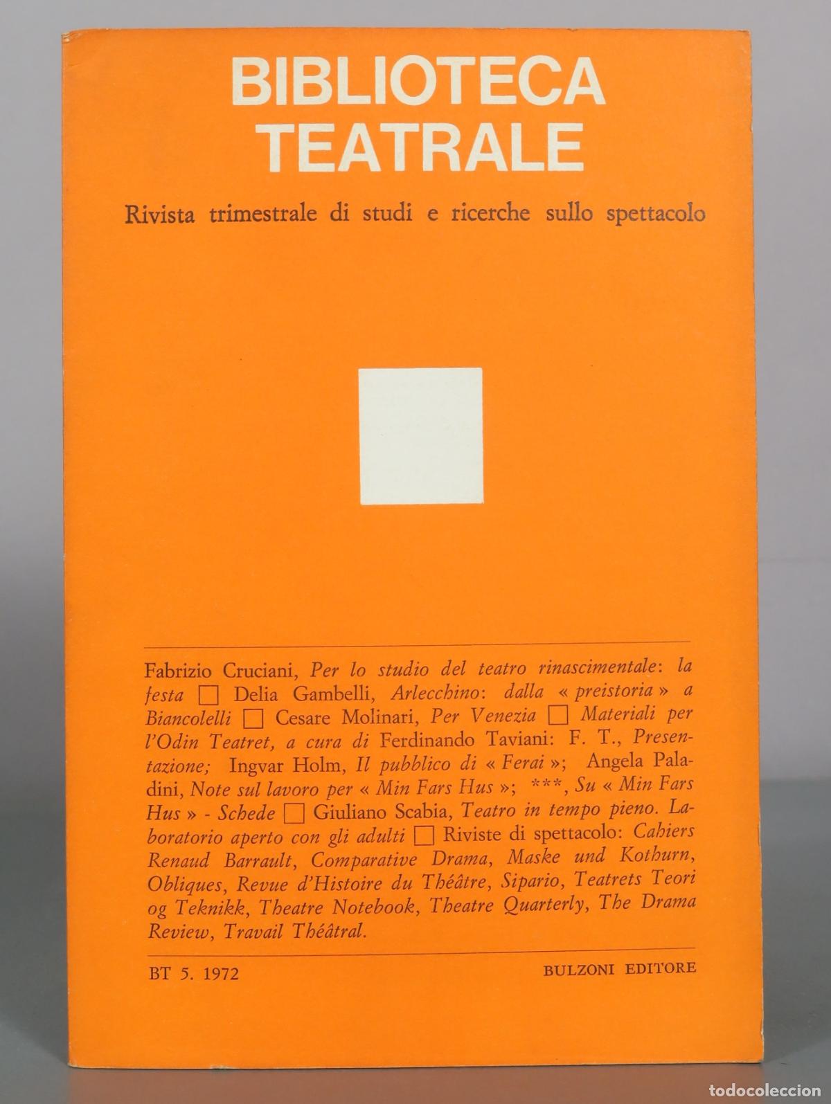 Libri di seconda mano: Biblioteca Teatrale - Rivista trimestrale di studi e ricerche sullo spettacolo - Bulzoni Editore. 5