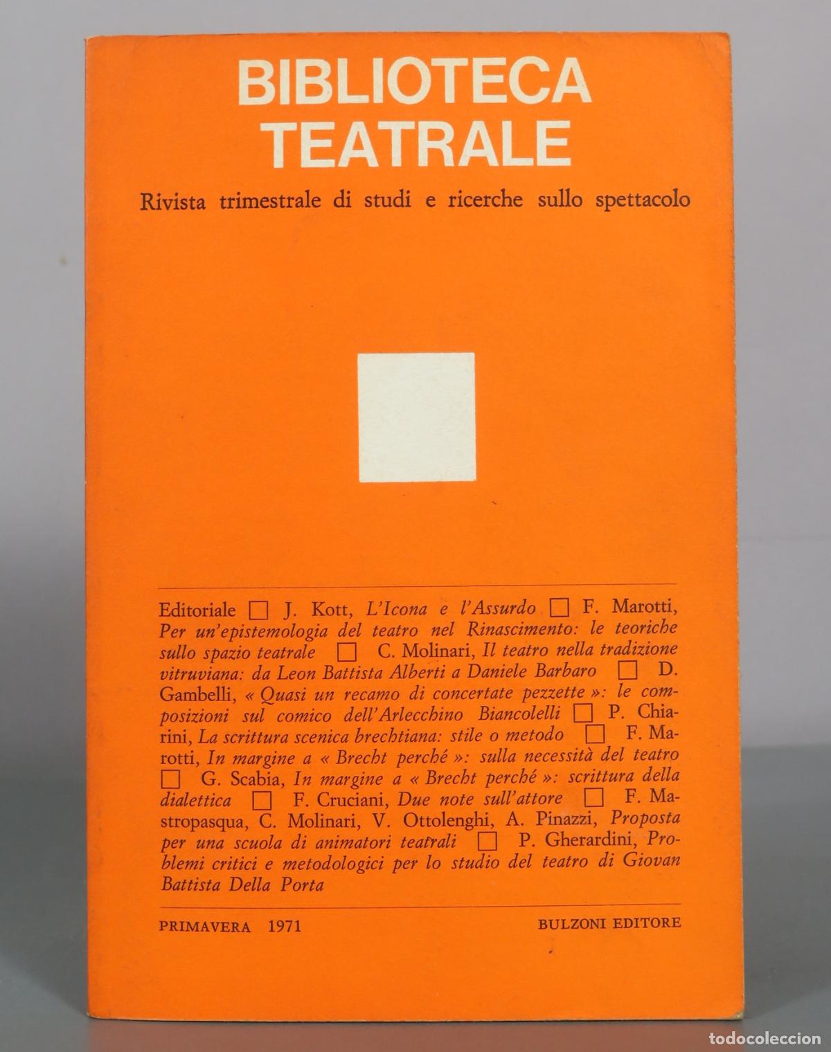 Libros de segunda mano: Biblioteca Teatrale - Rivista trimestrale di studi e ricerche sullo spettacolo - Bulzoni Editore.
