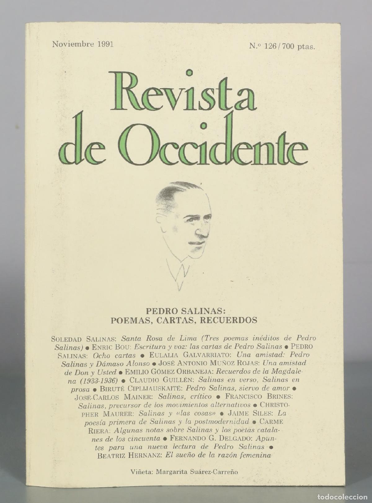 Libros de segunda mano: Revista de Occidente - N.o 126. PEDRO SALINAS: POEMAS, CARTAS, RECUERDOS