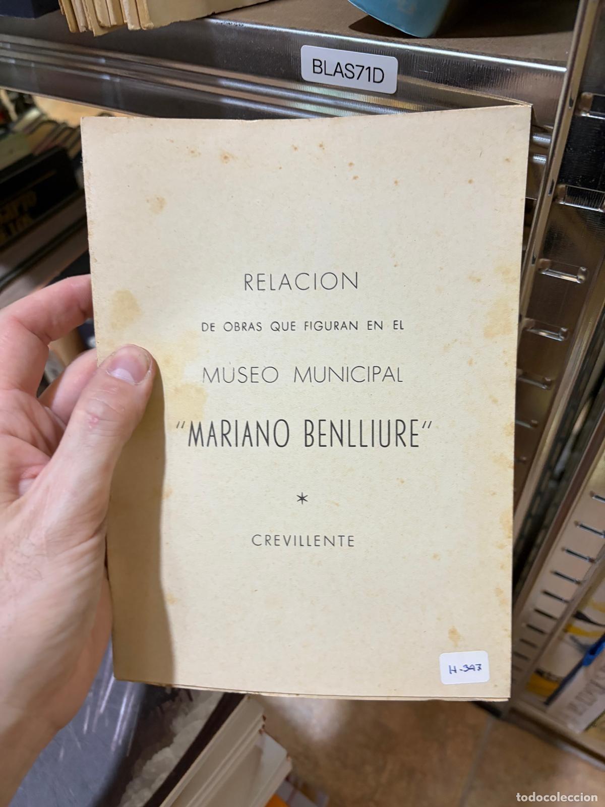 Libros de segunda mano: BLAS71D Relaci&oacute;n de libros y documentos del Museo Municipal Mariano Benlliure, Crevillente