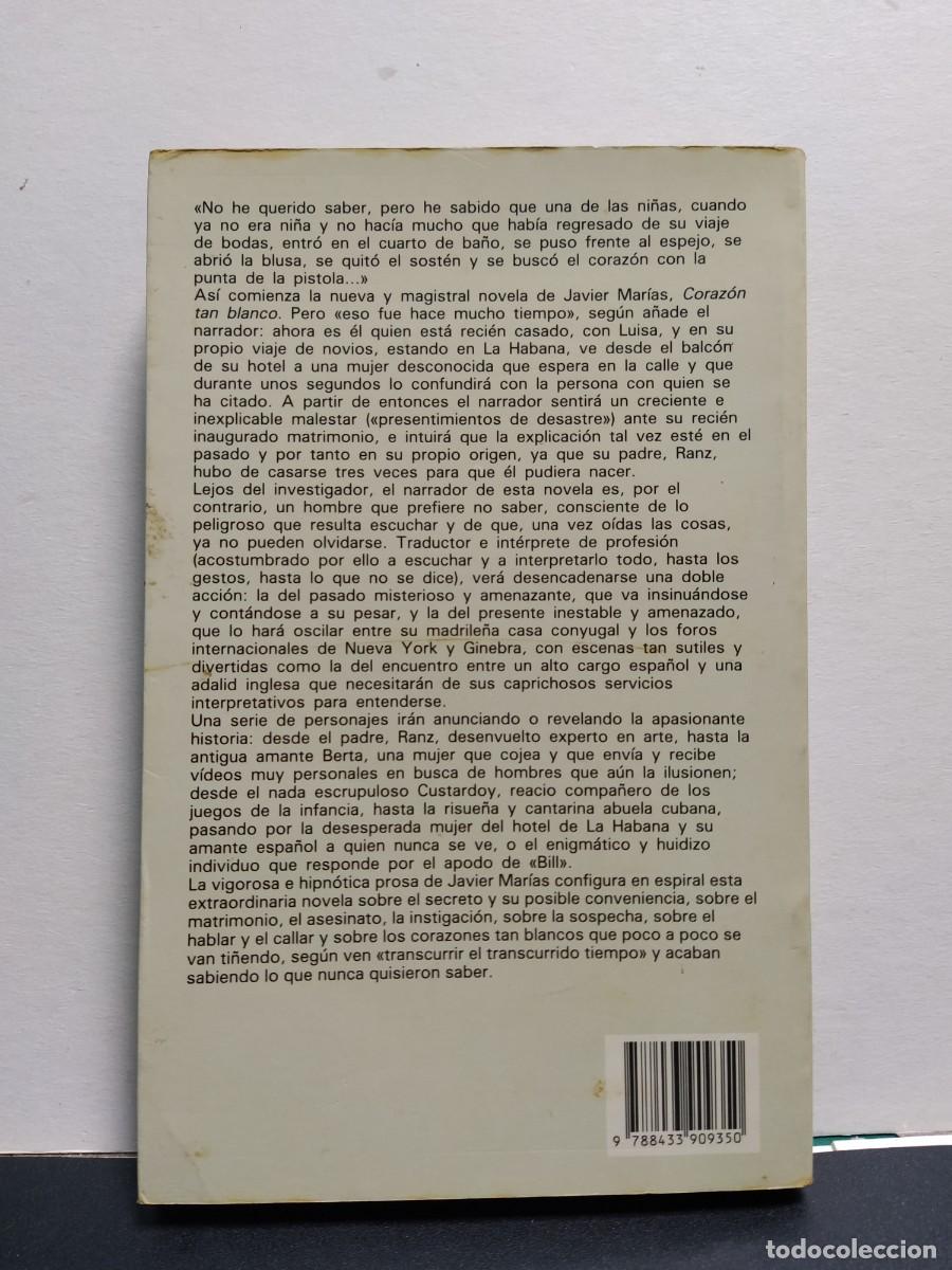 Libros de segunda mano: Javier Mar&iacute;as - Coraz&oacute;n tan blanco - Foto 2