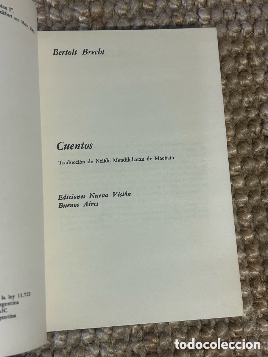 Libros de segunda mano: Cuentos - Bertolt Brecht - Ediciones Nueva Visi&oacute;n (1972) - Foto 3