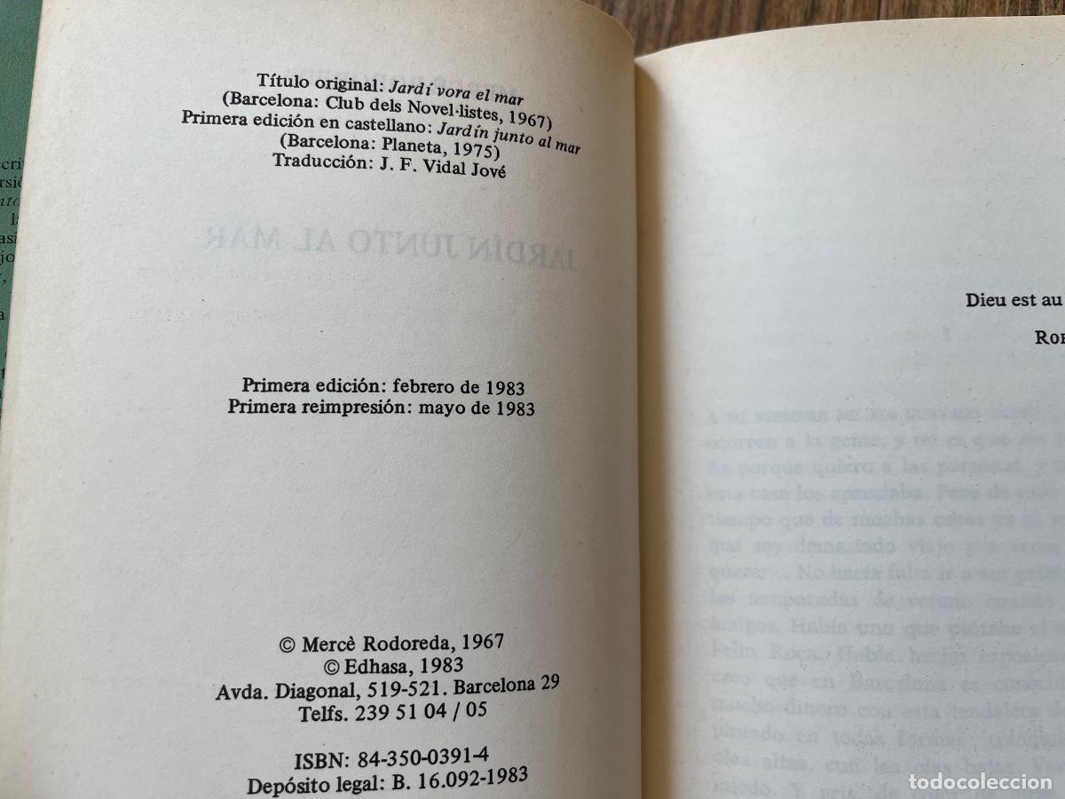 Libros de segunda mano: Jard&iacute;n junto al mar. Merce Rodoreda. Edhasa - Foto 7