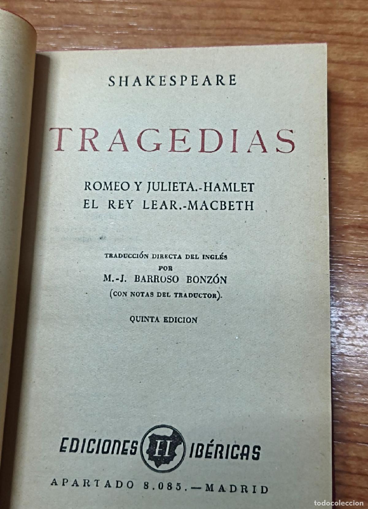 Libros de segunda mano: Tragedias - Shakespeare - Quinta Edici&oacute;n - Ediciones Ib&eacute;ricas - Foto 2