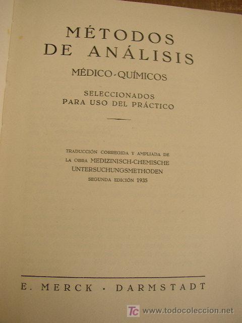 Gebrauchte B&uuml;cher: M&Eacute;TODOS DE AN&Aacute;LISIS M&Eacute;DICO- QU&Iacute;MICOS-SELECCIONADOS PARA USO DEL PR&Aacute;CTICO-2&ordf;.ED.1935.E.MERCK