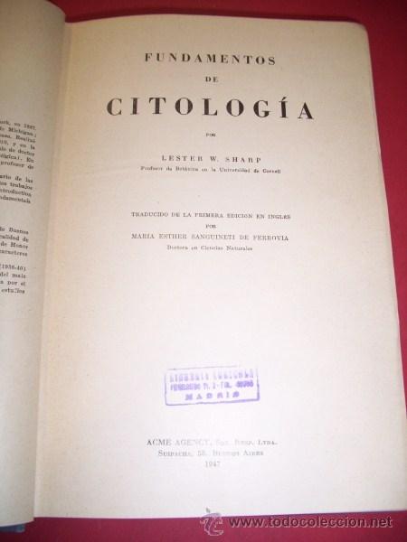 Second hand books: SHARP, Lester - Fundamentos de citolog&iacute;a