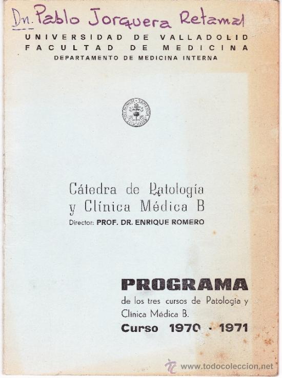 Libros de segunda mano: PROGRAMA 19701971 CATEDRA DE PATOLOGIA Y CLINICA MEDICA B