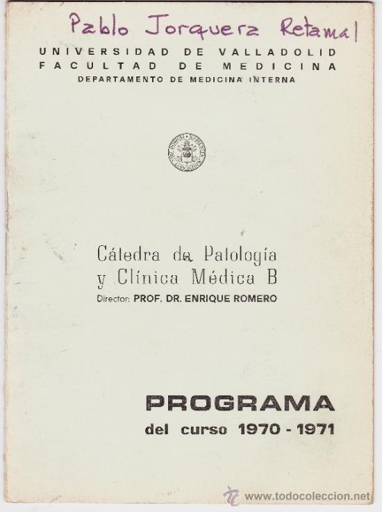 Libros de segunda mano: PROGRAMA 19701971 CATEDRA DE PATOLOGIA Y CLINICA MEDICA B