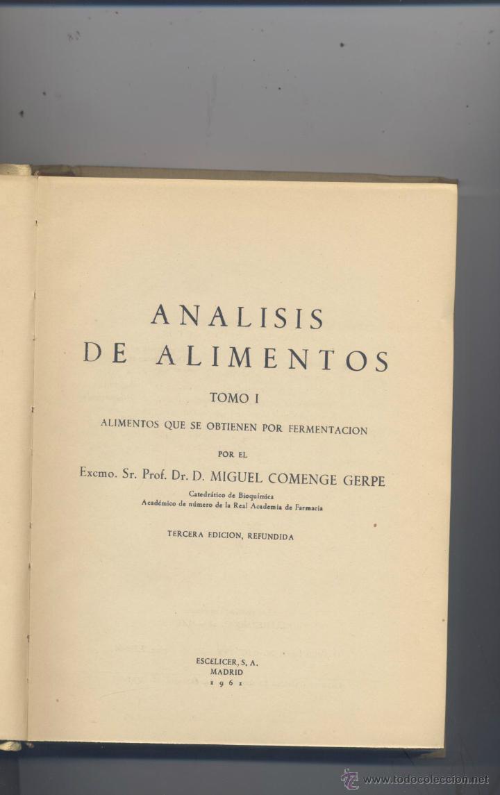 Libros de segunda mano: ANALISIS DE ALIMENTOS- MIGUEL COMENGE- 1961 - Foto 3