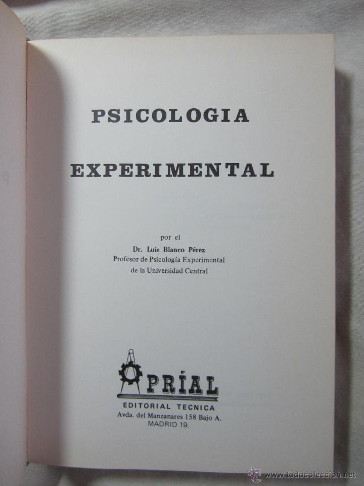 Libros de segunda mano: Psicolog&iacute;a Experimental Luis Blanco P&eacute;rez 1970 - Foto 5