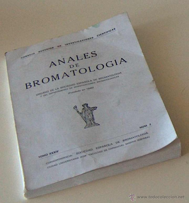 Second hand books: ANALES DE BROMATOLOGIA TOMO XXXIV NUM 2, ORGANO DE LA SOCIEDAD ESPA&Ntilde;OLA DIC 1983 326 PAG