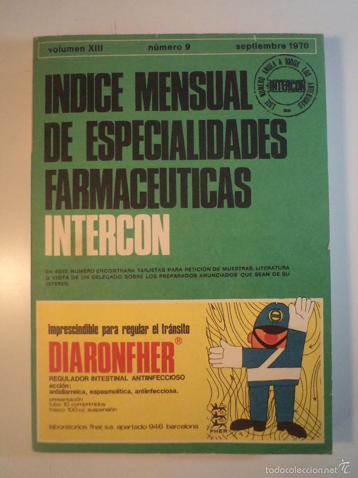 Libri di seconda mano: INDICE MENSUAL DE ESPECIALIDADES FARMACEUTICAS INTERCON. Vol. XIII n&ordm; 9 septiembre 1970.