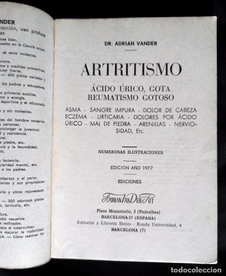 Libros de segunda mano: ARTRITISMO - DR.VANDER - SINTES 1977 - Foto 2