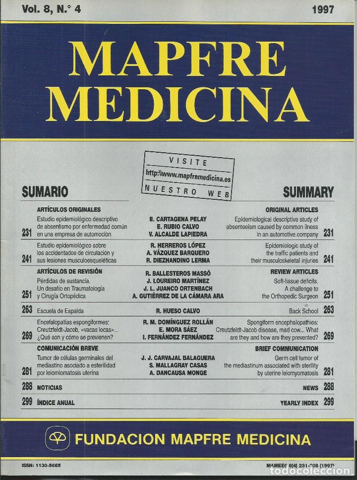 Gebrauchte B&uuml;cher: REVISTA MAPFRE MEDICINA. VOL 8 N&ordm; 4 1997 INVESTIGACION CIENTIFICO-MEDICA ESPA&Ntilde;OL INGLES. 1996-2004