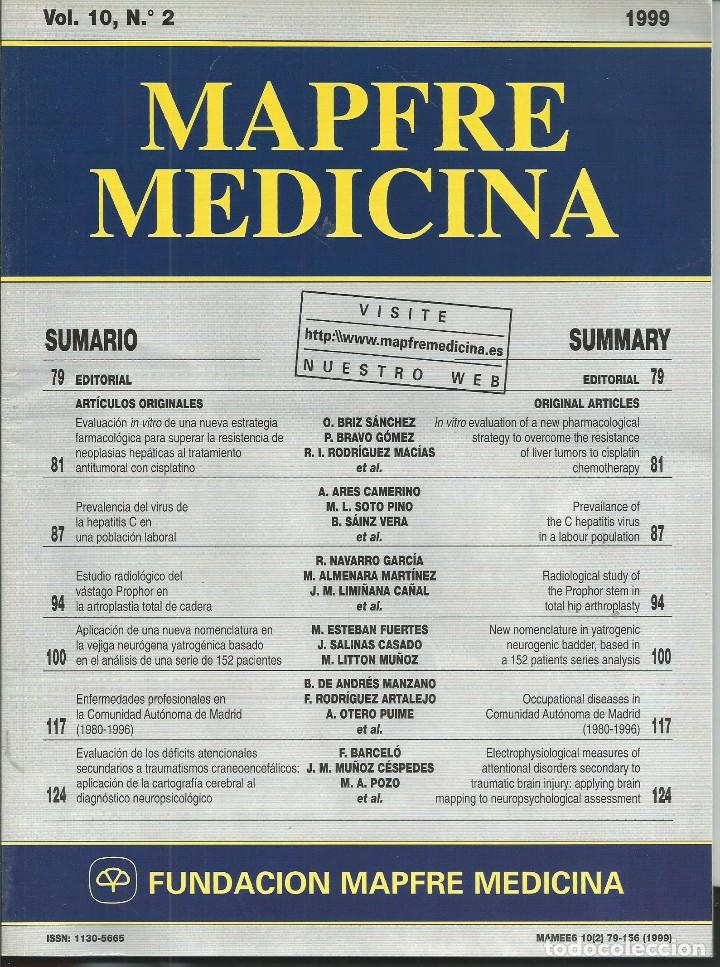 Gebrauchte B&uuml;cher: REVISTA MAPFRE MEDICINA. VOL 10 N&ordm; 2 1999 INVESTIGACION CIENTIFICO-MEDICA ESPA&Ntilde;OL INGLES. 1996-2004