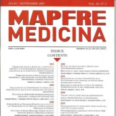 Libros de segunda mano: REVISTA MAPFRE MEDICINA. VOL 18 Nº 3 2007 INVESTIGACION CIENTIFICO-MEDICA ESPAÑOL INGLES. ORIGINALES