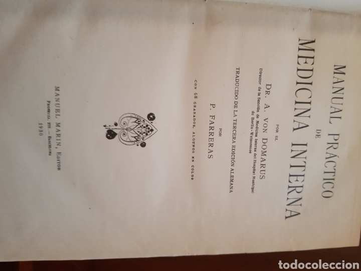 Livres d'occasion: Manual pr&aacute;ctico de medicina interna por el doctor a Von domarus 1930