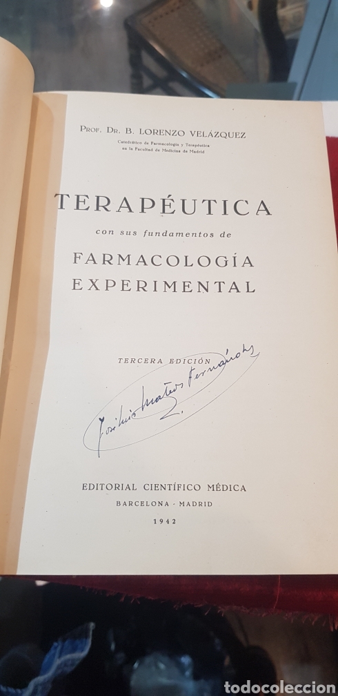 Libros de segunda mano: Libro terap&eacute;utica con farmacolog&iacute;a experimental Madrid 1942 Lorenzo Vel&aacute;zquez