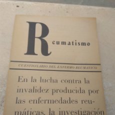 Libros de segunda mano: FOLLETO REUMATISMO - CUESTIONARIO DEL ENFERMO REUMÁTICO - R. MOLERES FERRANDIS. Lote 170190992