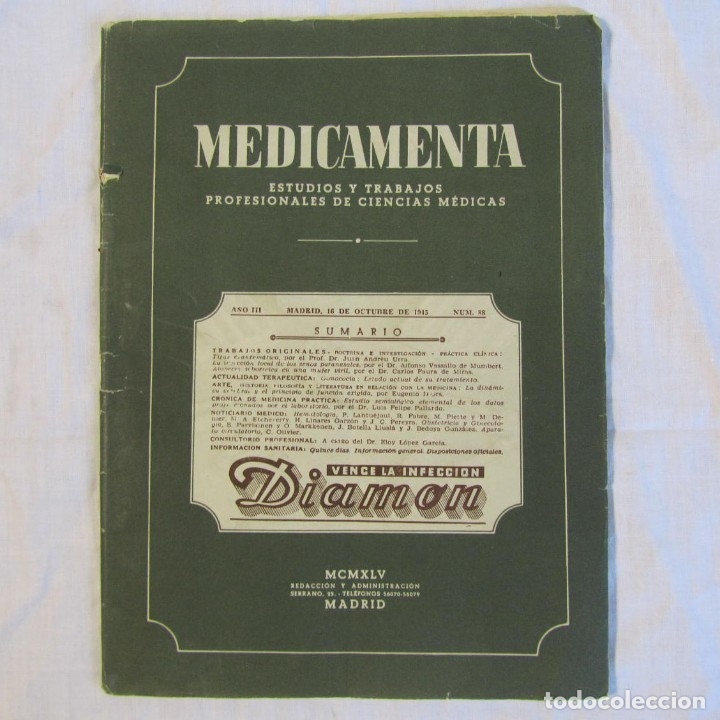 Libri di seconda mano: Medicamentos, estudios y trabajos profesionales de Ciencias M&eacute;dicas, 1945. Publicidad en color