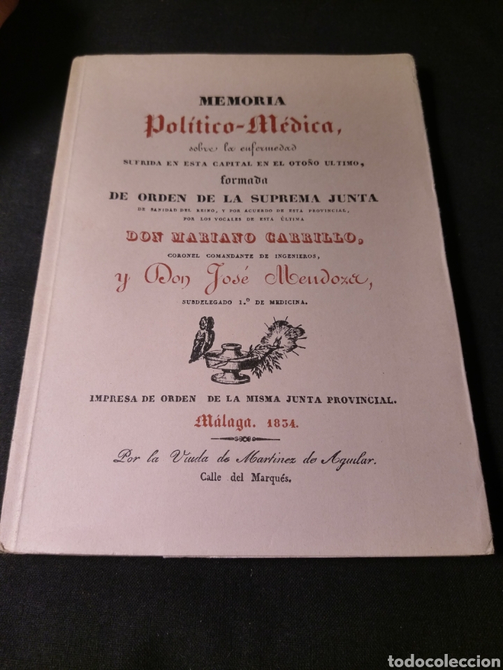 Libros de segunda mano: Memoria Pol&iacute;tico-M&eacute;dica sobre la enfermedad sufrida... Don Mariano Carrillo, Don Jos&eacute; Mendoza...