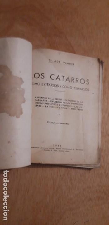 Libros de segunda mano: 1 LIBRO DE ** CATARROS ** DR. VANDER 1941 . BARCELONA - Foto 3