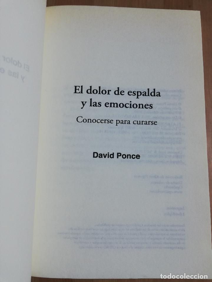 Libros de segunda mano: EL DOLOR DE ESPALDA Y LAS EMOCIONES (DAVID PONCE) - Foto 2