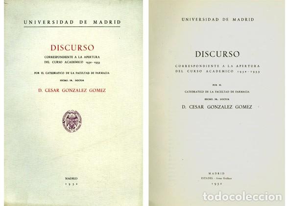 Libri di seconda mano: GONZ&Aacute;LEZ, C&eacute;sar. La Farmacognosia y su did&aacute;ctica. 1952.