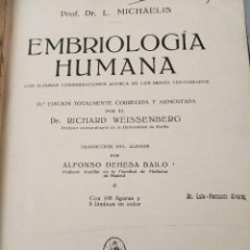 Libros de segunda mano: EMBRIOLOGÍA HUMANA. DRS MICHAELIS/WEISSENBERG. 1929 (MEDICINA). Lote 246886080
