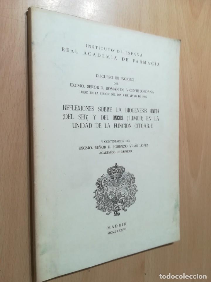Libros de segunda mano: DISCURSO INGRESO ACADEMIA FARMACIA / ROMAN DE VICENTE JORDANA / 1986 / G207