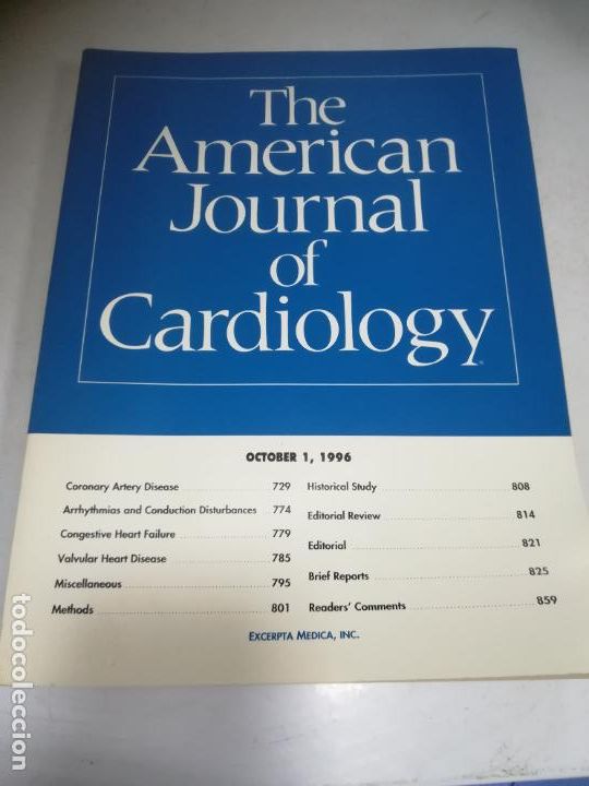 Second hand books: REVISTA M&Eacute;DICA. THE AMERICAN JOURNAL OF CARDIOLOGY. 1996. OCTUBRE 1